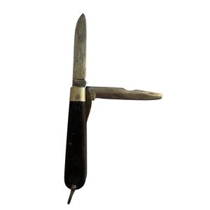 Vintage Camillus Folding Pocket Knife 2 Blade Dark Wood Handle